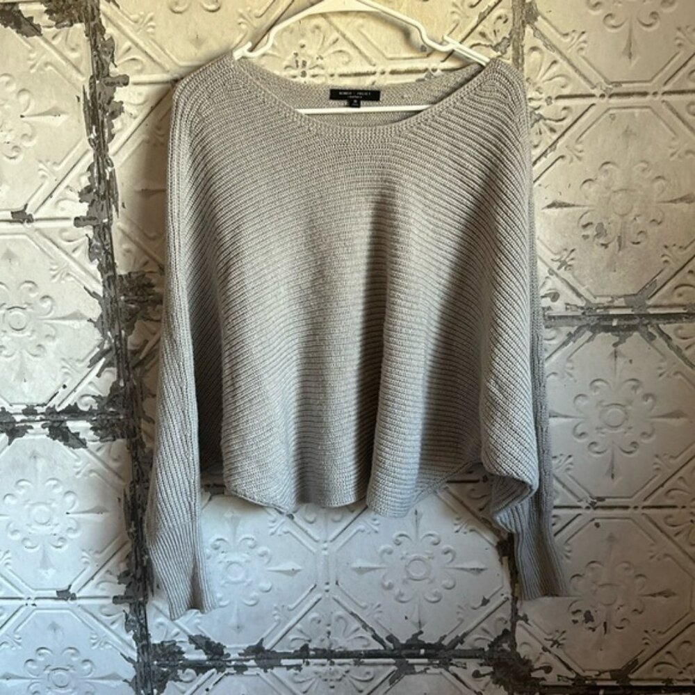 Boatneck batwing knit cropped cozy sweater